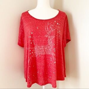 NWT red holiday reindeer top